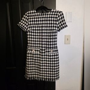 BeBop Black and White Plaid Tweed Mini Dress